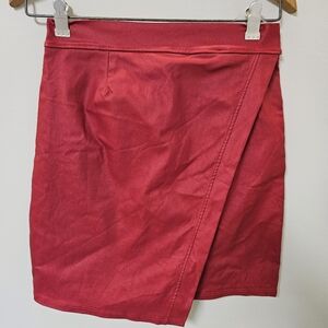 Elegant Red Wrap Skirt Women Size L
